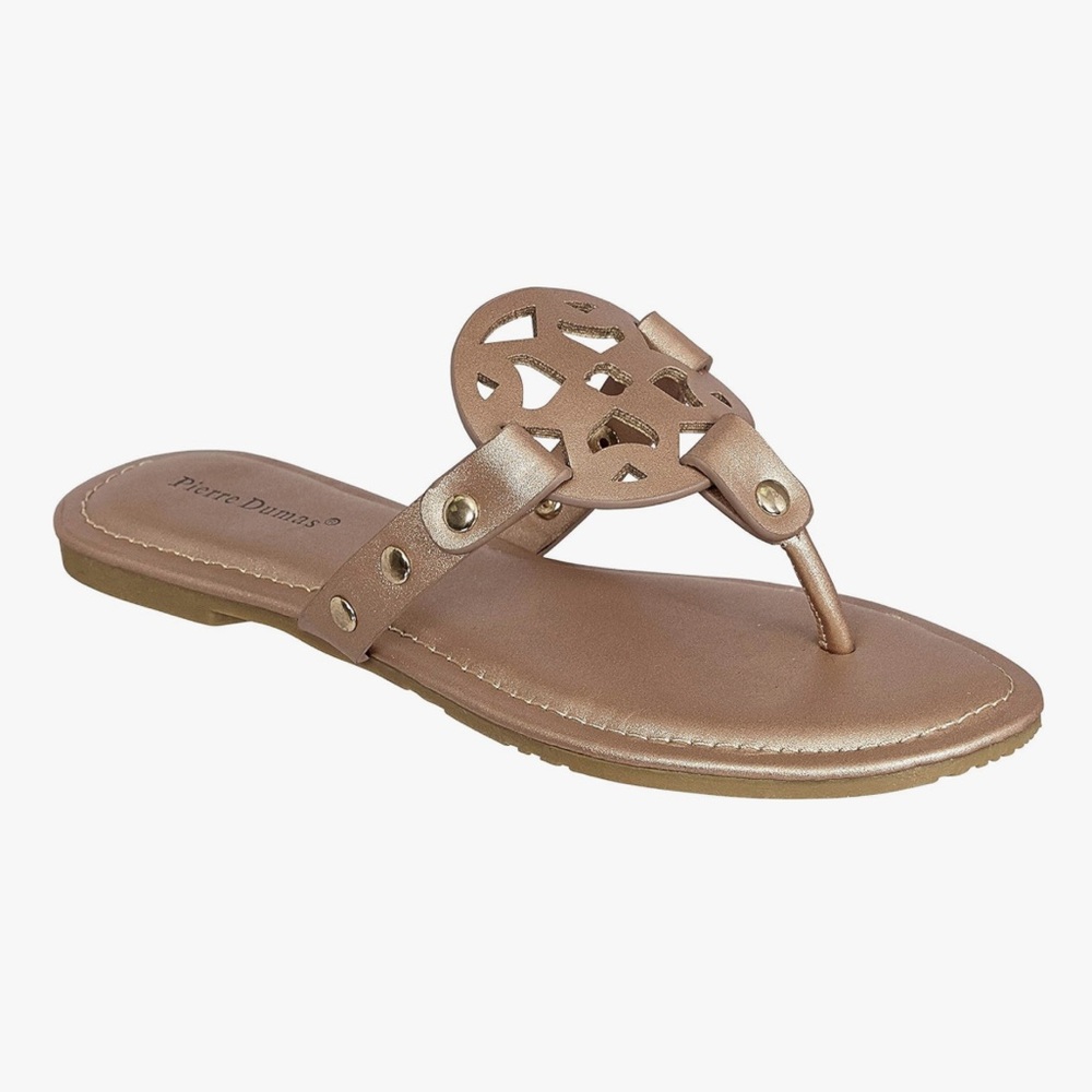 Pierre Dumas Rose Gold Studded Slides Sandals Sz 7
